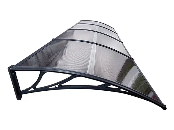 Copertină ECO de ușă 360x150cm marchiză adăpost acoperiș negru-bronz - Negru/Bronz