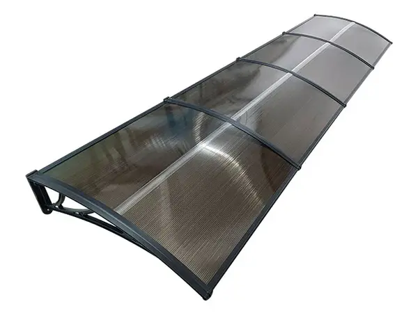 Copertină ECO de ușă 400×120cm marchiză adăpost acoperiș negru-bronz - Negru/Bronz