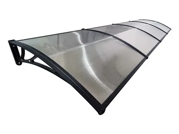 Copertină ECO de ușă 400×120cm marchiză adăpost acoperiș negru-transparent - negru/Transparent
