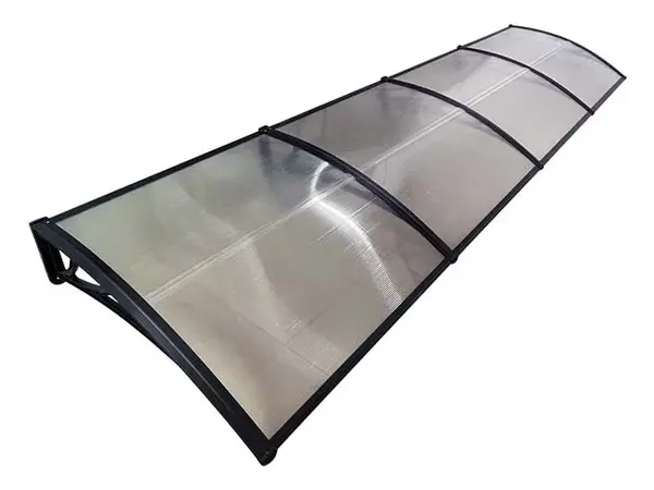 Copertină ECO de ușă 400x100cm marchiză adăpost acoperiș negru-transparent - Negru/Transparent