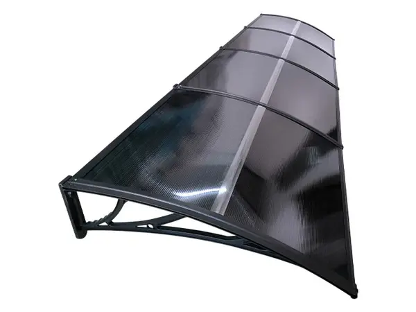 Copertină ECO de ușă 400x80cm marchiză adăpost acoperiș negru-antracit - Negru/Antracit