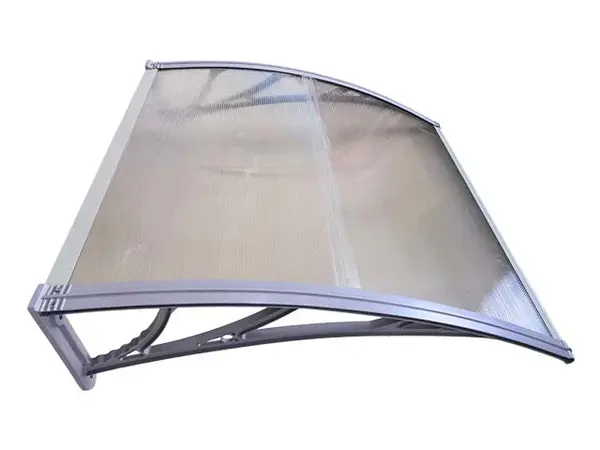 Copertină ECO de ușă 80x80cm marchiză adăpost acoperiș gri-transparent - Gri/Transparent