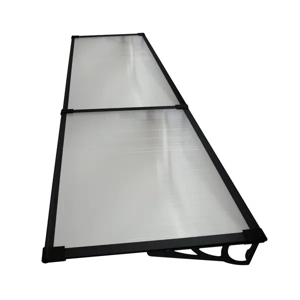 Copertină MAX PRO 200x80 cm din oțel, aluminiu și policarbonat – Negru/Transparent - Negru/Transparent
