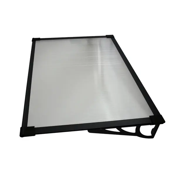 Copertină MAX PRO Otel+Alu+Policarbonat de ușă 150x100cm marchiză adăpost acoperiș negru-transparent - Negru/Transparent