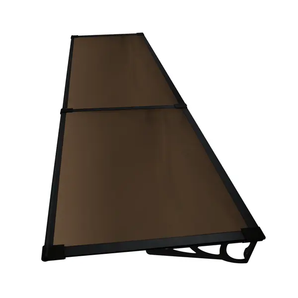 Copertină MAX PRO Otel+Alu+Policarbonat de ușă 200x100cm marchiză adăpost acoperiș negru-bronz - Negru/Bronz