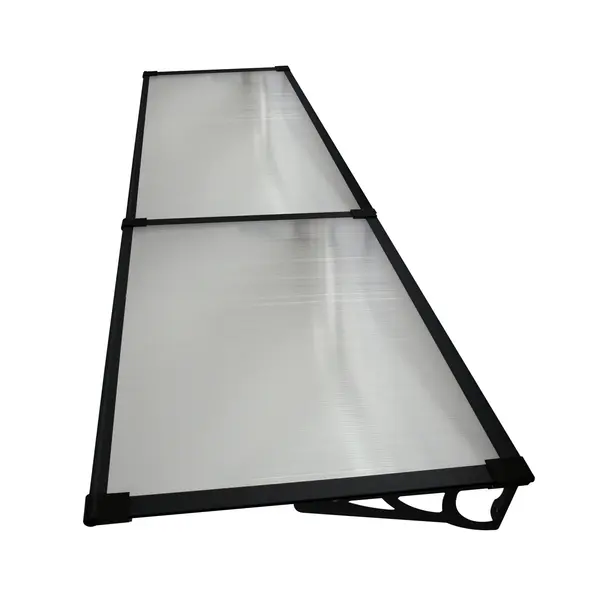 Copertină MAX PRO Otel+Alu+Policarbonat de ușă 200x80cm marchiză adăpost acoperiș negru-transparent - Negru/Transparent