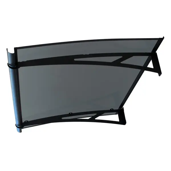 Copertină NEO PRO cu jgheab 120x100 cm din plexiglas – Negru/Antracit - Negru/Antracit