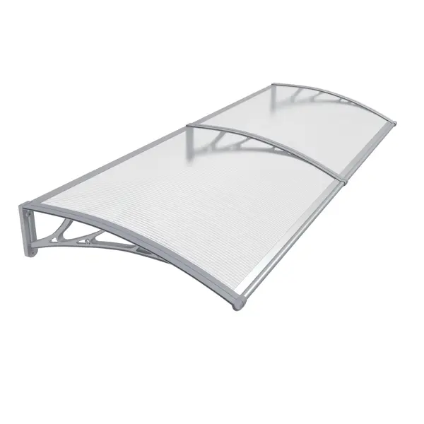 Copertină PREMIUM 150x150 cm, placă 6 mm dintr-o bucată – Gri/Transparent - Gri/Transarent