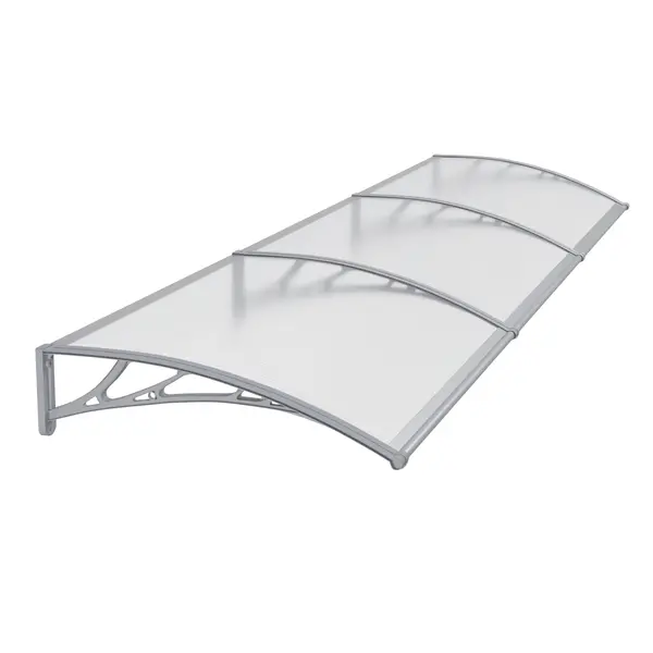 Copertină PREMIUM 300x100 cm, placă 6 mm dintr-o bucată – Gri/Transparent - Gri/Transparent