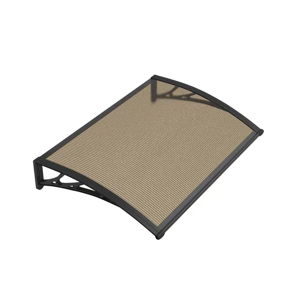 Copertină PREMIUM de ușă 100x60cm / marchiză / adăpost / acoperiș - brațe negre - placă 6mm întreagă bronz - Negru/Bronz