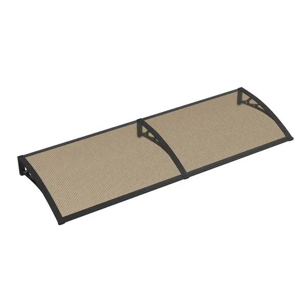Copertină PREMIUM de ușă 200x60cm / marchiză / adăpost / acoperiș - brațe negre - placă 6mm întreagă bronz - Negru/Bronz