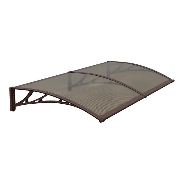 Copertină PREMIUM de ușă 240x120cm marchiză adăpost acoperiș - brațe maro - placă 6mm întreagă bronz - Maro/Bronz