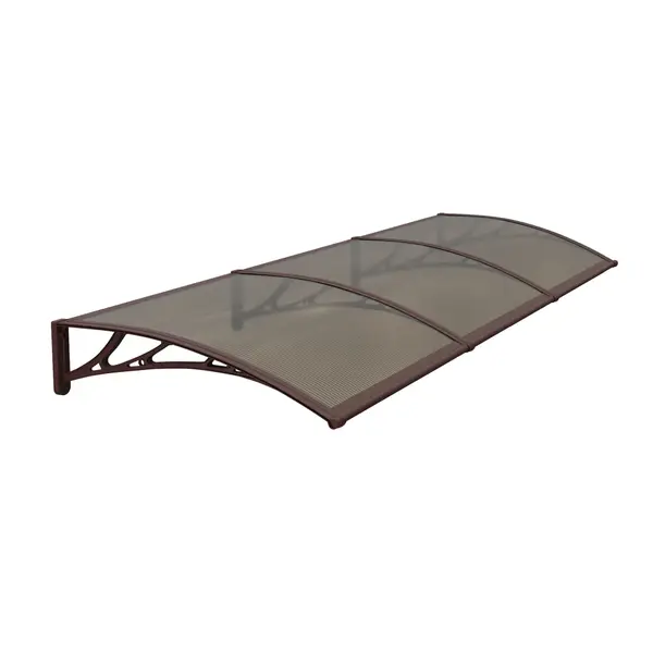 Copertină PREMIUM de ușă 300x80cm / marchiză / adăpost / acoperiș - brațe maro - placă 6mm întreagă bronz - Maro/Bronz