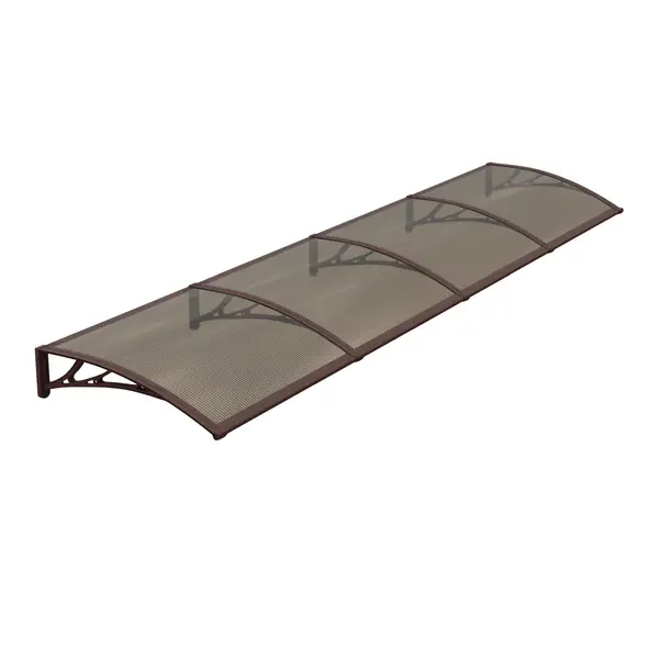Copertină PREMIUM de ușă 400x120cm / marchiză / adăpost / acoperiș - brațe maro - placă 6mm întreagă bronz - Maro/Bronz