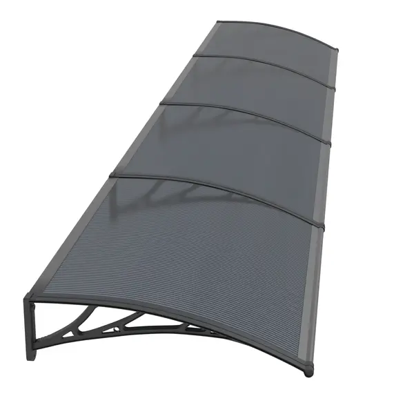 Copertină PREMIUM de ușă 400x80cm / marchiză / adăpost / acoperiș - brațe negre - placă 6mm întreagă antracit - Negru/Antracit