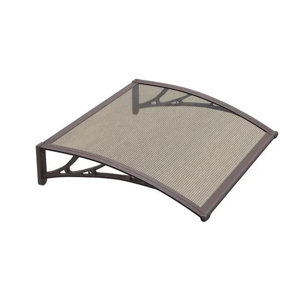Copertină PREMIUM de ușă 80x80cm / marchiză / adăpost / acoperiș - brațe maro - placă 6mm întreagă bronz - Maro/Bronz