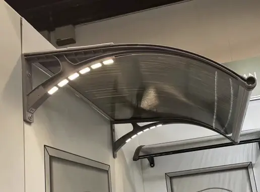 Copertină PREMIUM LUMI cu senzor de lumină și panou solar pentru ușă, 120x100 cm marchiză acoperiș adăpost, negru-antracit - Negru/Antracit