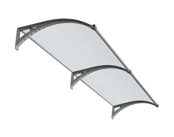 Copertină PREMIUM LUMI cu senzor de lumină și panou solar pentru ușă, 200x100 cm marchiză acoperiș adăpost, gri-transparent - Gri/Transparent