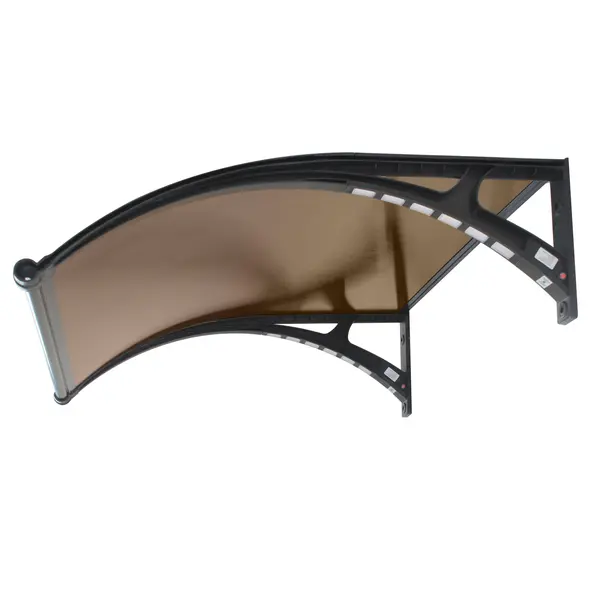 Copertină PREMIUM LUMI cu senzor de lumină și panou solar pentru ușă, 120x100 cm marchiză acoperiș adăpost, negru-bronz - Negru/Bronz
