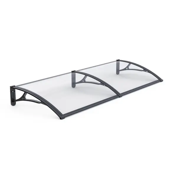 Copertină PRO 240x80 cm din aluminiu și plexiglas – Negru/Transparent - Negru/Transparent
