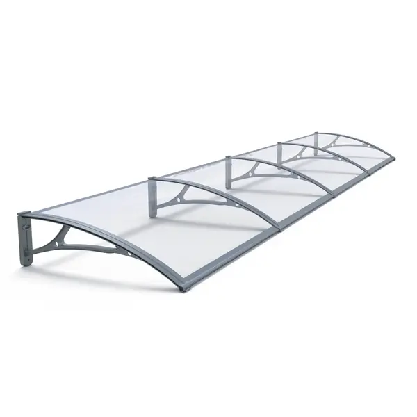 Copertină PRO 360x150 cm din aluminiu și plexiglas – Gri/Transparent - Gri/Transparent
