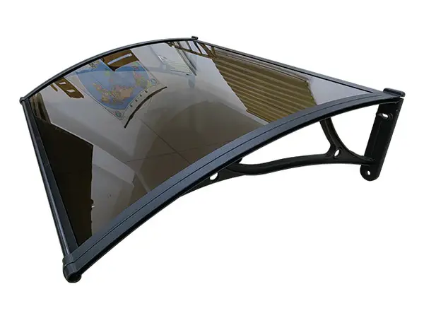 Copertină PRO Alu+Plexiglas de ușă 100x100cm marchiză adăpost acoperiș negru-bronz - Negru/Bronz