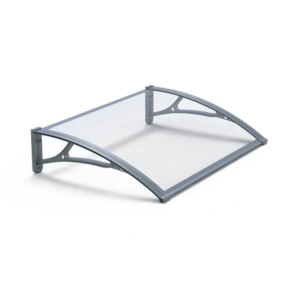 Copertină PRO Alu+Plexiglas de ușă 100x120cm marchiză adăpost acoperiș gri-transparent - Gri/Transparent