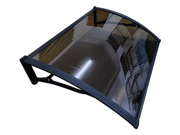 Copertină PRO Alu+Plexiglas de ușă 150x100cm marchiză adăpost acoperiș negru-bronz - Negru/Bronz