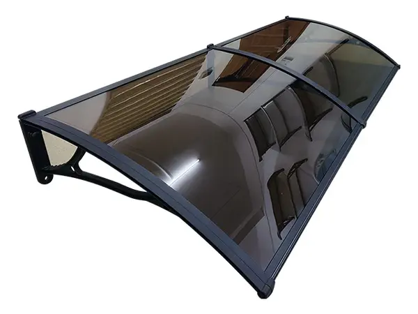 Copertină PRO Alu+Plexiglas de ușă 150x150cm marchiză adăpost acoperiș negru-bronz - Negru/Bronz