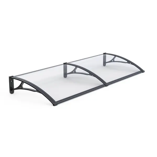 Copertină PRO Alu+Plexiglas de ușă 240x80cm marchiză adăpost acoperiș negru-transparent - Negru/Transparent