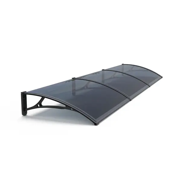 Copertină PRO Alu+Plexiglas de ușă 300x100cm marchiză adăpost acoperiș negru-antracit - Negru/Antracit