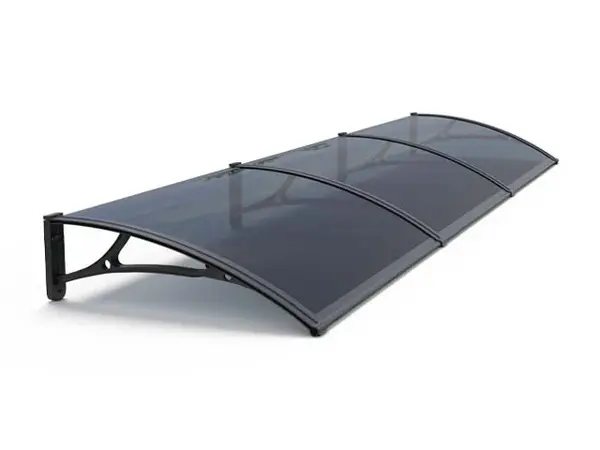Copertină PRO Alu+Plexiglas de ușă 360x120cm marchiză adăpost acoperiș negru-antracit - Negru/Antracit