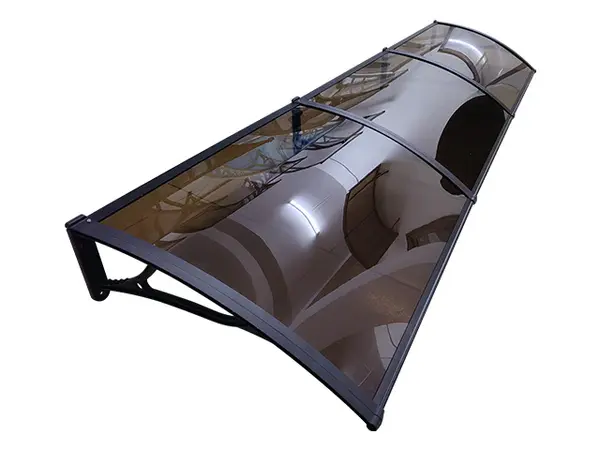 Copertină PRO Alu+Plexiglas de ușă 360x80cm marchiză adăpost acoperiș negru-bronz - Negru/Bronz