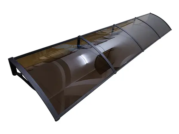 Copertină PRO Alu+Plexiglas de ușă 400x150cm marchiză adăpost acoperiș negru-bronz - Negru/Bronz