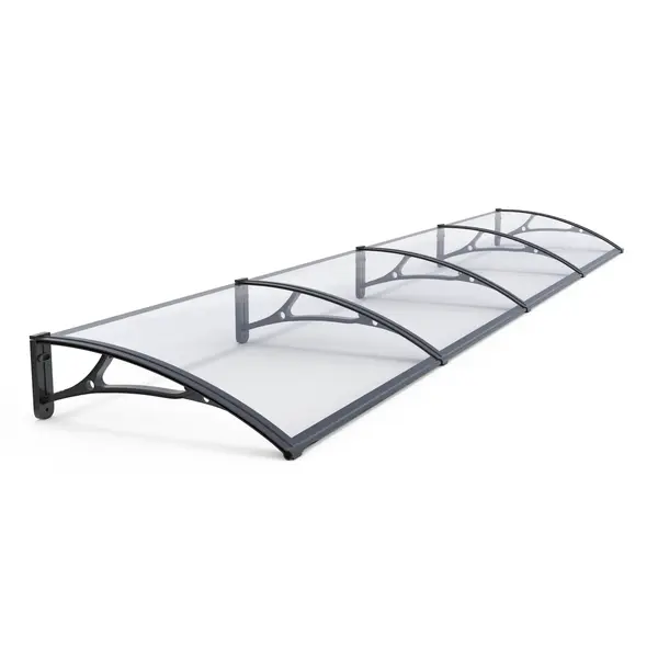 Copertină PRO Alu+Plexiglas de ușă 400x80cm marchiză adăpost acoperiș negru-transparent - Negru/Transparent