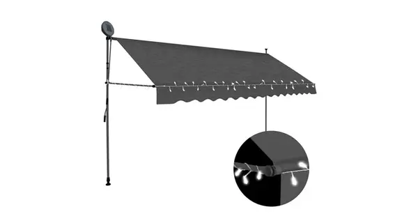 Copertina retractabila manual cu led, antracit, 350 cm