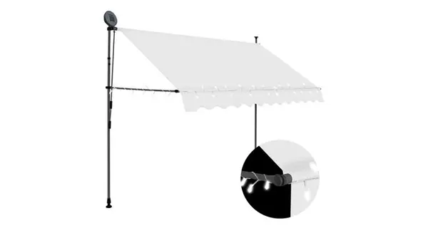 Copertina retractabila manual cu led, crem, 250 cm