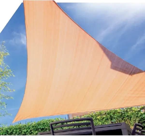 Copertină triunghiulară cu elemente de fixare Herly - HDPE, 5 x 5 x 5 m, crem
