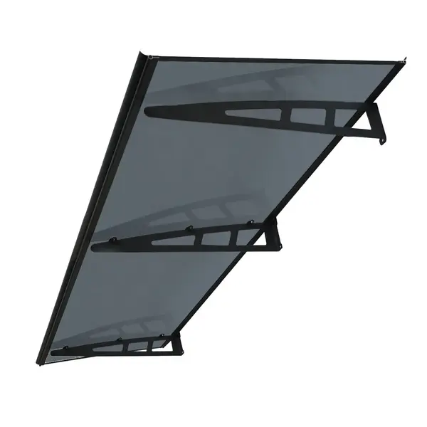 Copertină VIVIEN PRO 200x100 cm din aluminiu și plexiglas – Negru/Antracit - Negru/Antracit