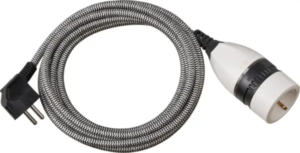 cordon prelungitor textil brennenstuhl, comutator rotativ luminat, 5m