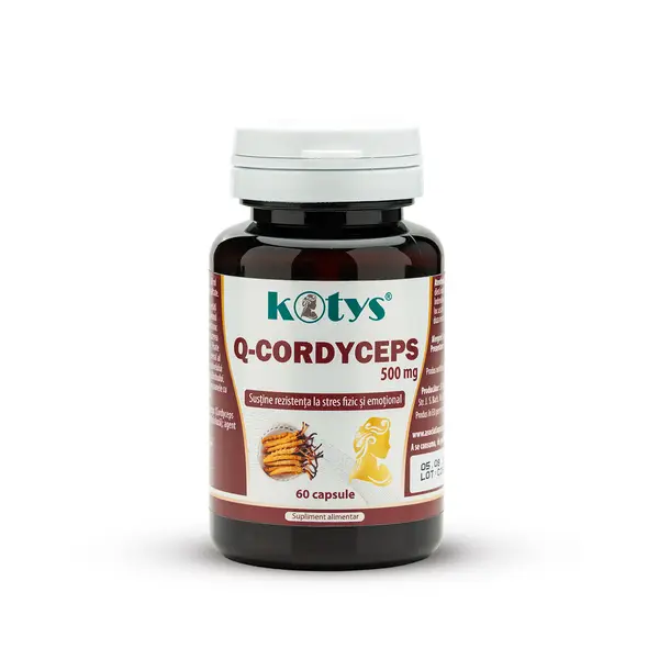 Cordyceps Extract (40:1) 500 mg , 60 capsule care ajută la creșterea energiei, rezistenței și la buna funcționare a sistemului imunitar, Kotys