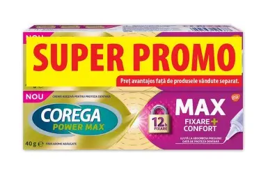 Corega Max Fixare + Confort Crema adeziva 40 g 1+1