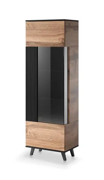 Corp depozitare Random W1 stejar wotan/negru - L60 x A40 x h182 cm