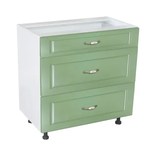 Corp inferior 80 cu 3 sertare metalice greutate Zebra MDF verde