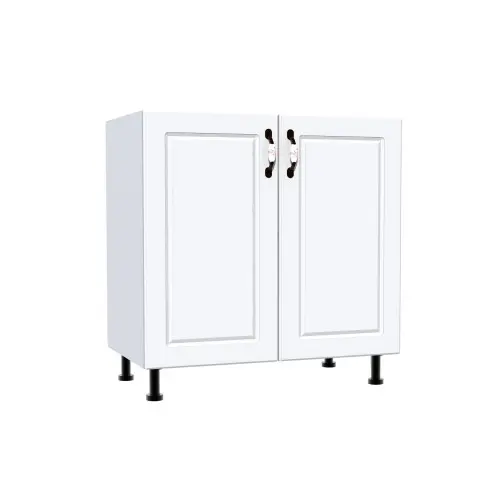 Corp inferior cu 2 usi 80 cm Zebra, Alba/MDF Alb Lucios, fara blat 80 x 82 x 50