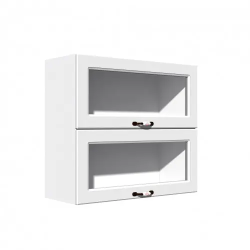 Corp superior vitrina 80 cu 2 usi orizontale Zebra MDF alb