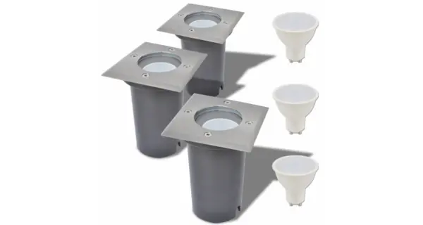 Corpuri de iluminat LED pentru sol patrate 3 buc.