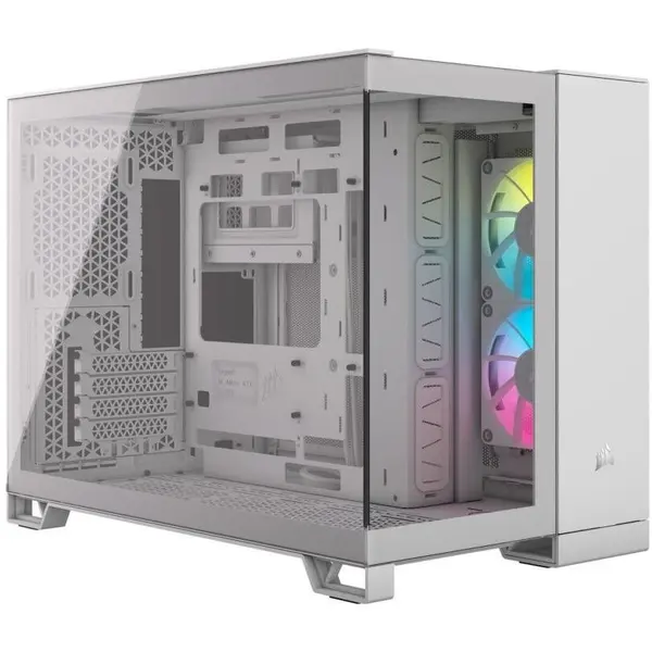 CORSAIR Carcasa Corsair iCUE 2500X RGB, Micro ATX, Dual Chamber, Tempered Glass, Alb