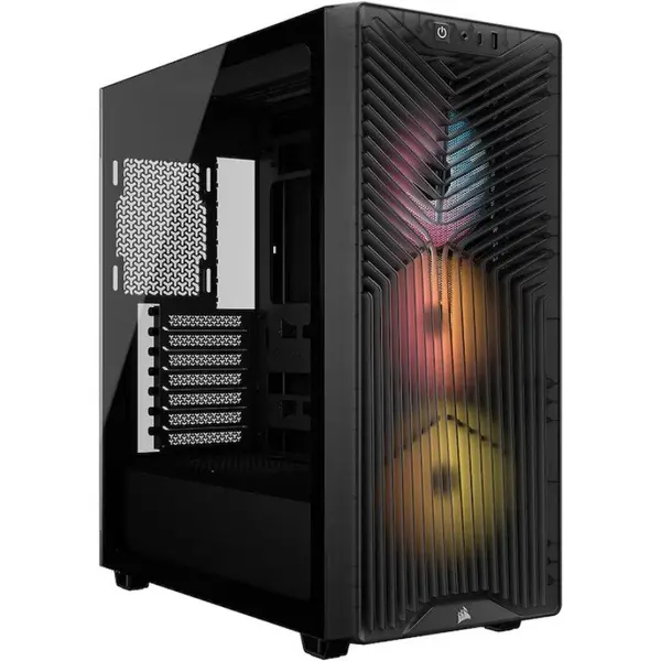 CORSAIR Carcasa PC Corsair 3200D RS ARGB, Middle Tower, fara sursa, sticla securizata, ATX, mATX, mITX, 3 ventilatoare incluse, 9 ventilatoare compatibile, Negru
