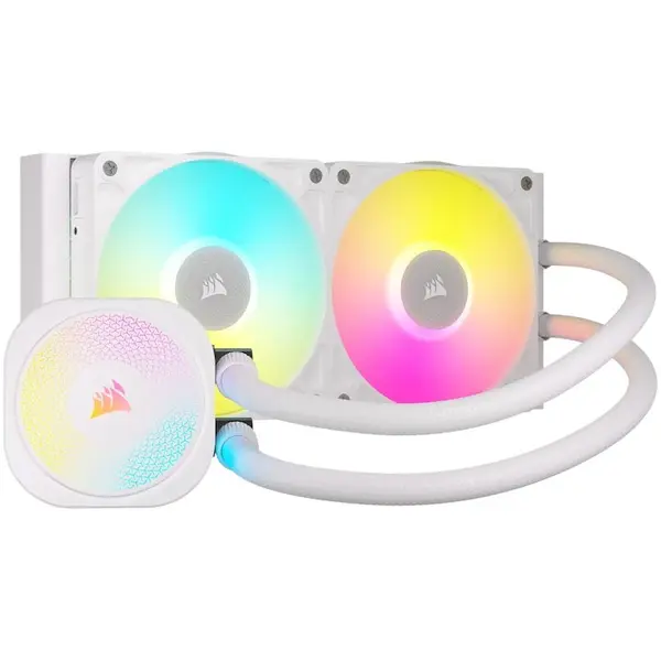 CORSAIR Cooler Procesor CORSAIR iCUE LINK TITAN 240 RX RGB AIO Liquid ALB, marime radiator 277mm, 2 ventilatoare ARGB, Viteza ventilatoare 300-2100 RPM